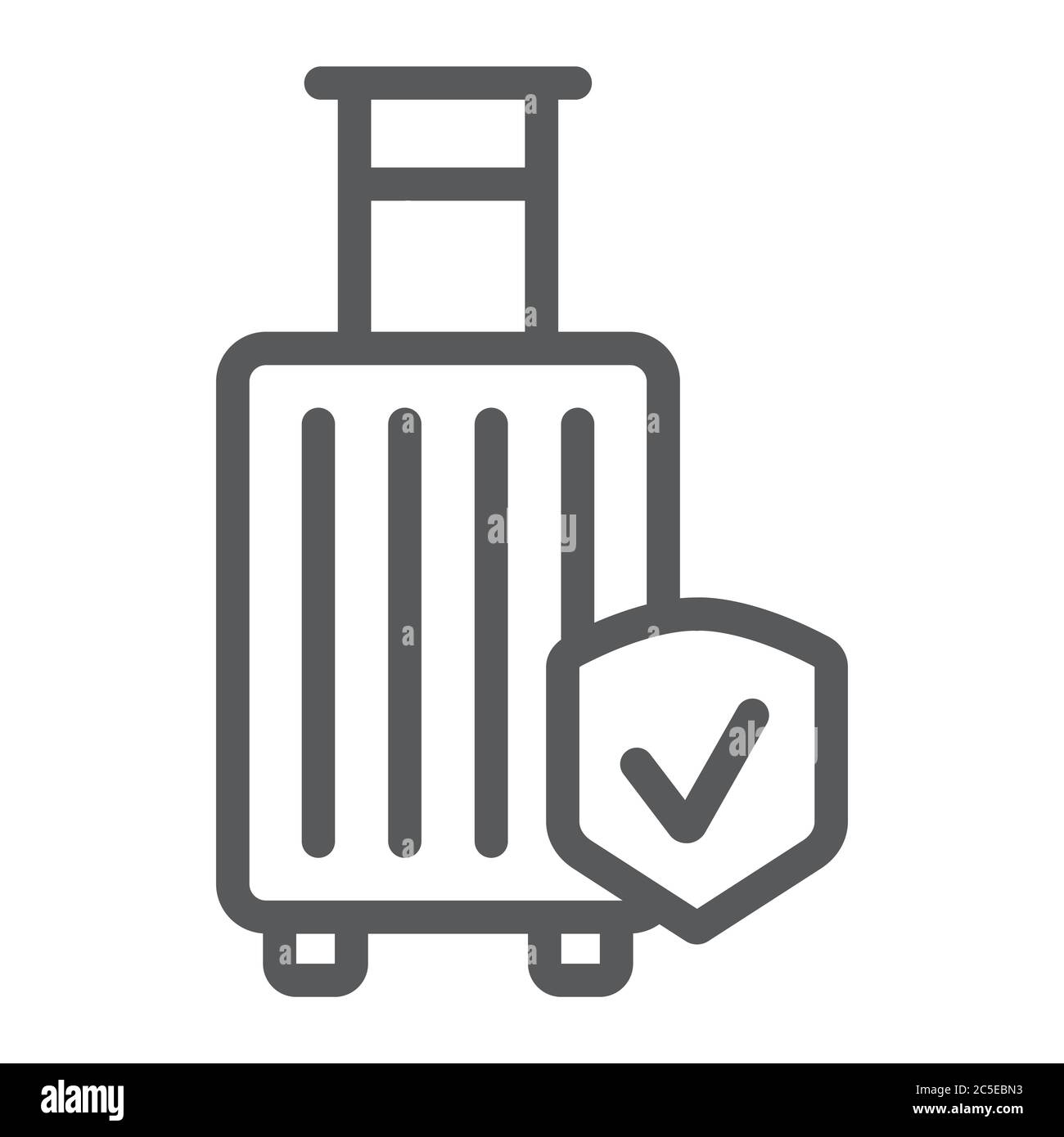 Baggage insurance line icon, protection and luggage, travel safety sign