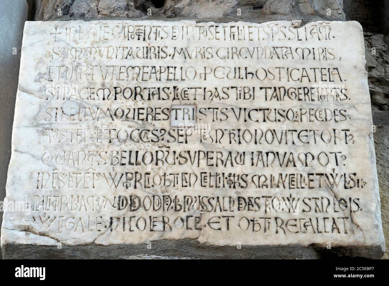 Medieval Period Inscriptions old marble inscription genoa porta soprana medieval gate tower door ...