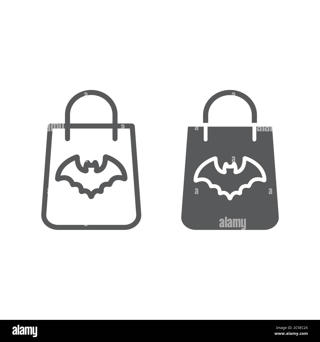 Halloween shopping bag line and glyph icon, halloween and shop, packet ...