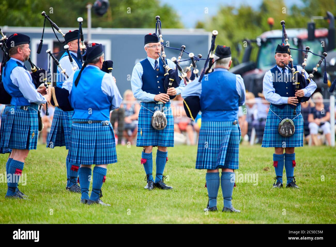 RAF Halton Pipes and Drums marching band performing at the 2019 Bucks