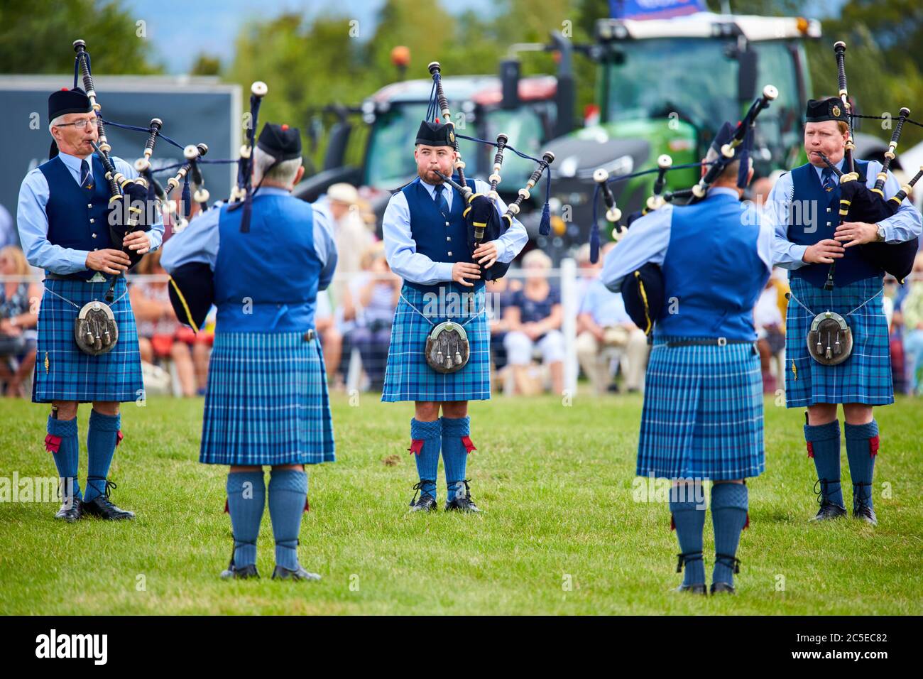 RAF Halton Pipes and Drums marching band performing at the 2019 Bucks