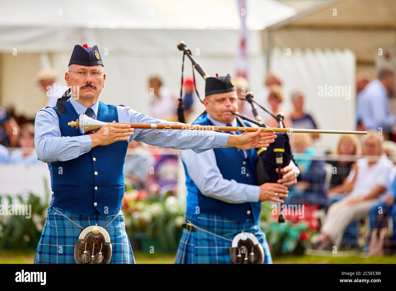 RAF Halton Pipes and Drums marching band performing at the 2019 Bucks