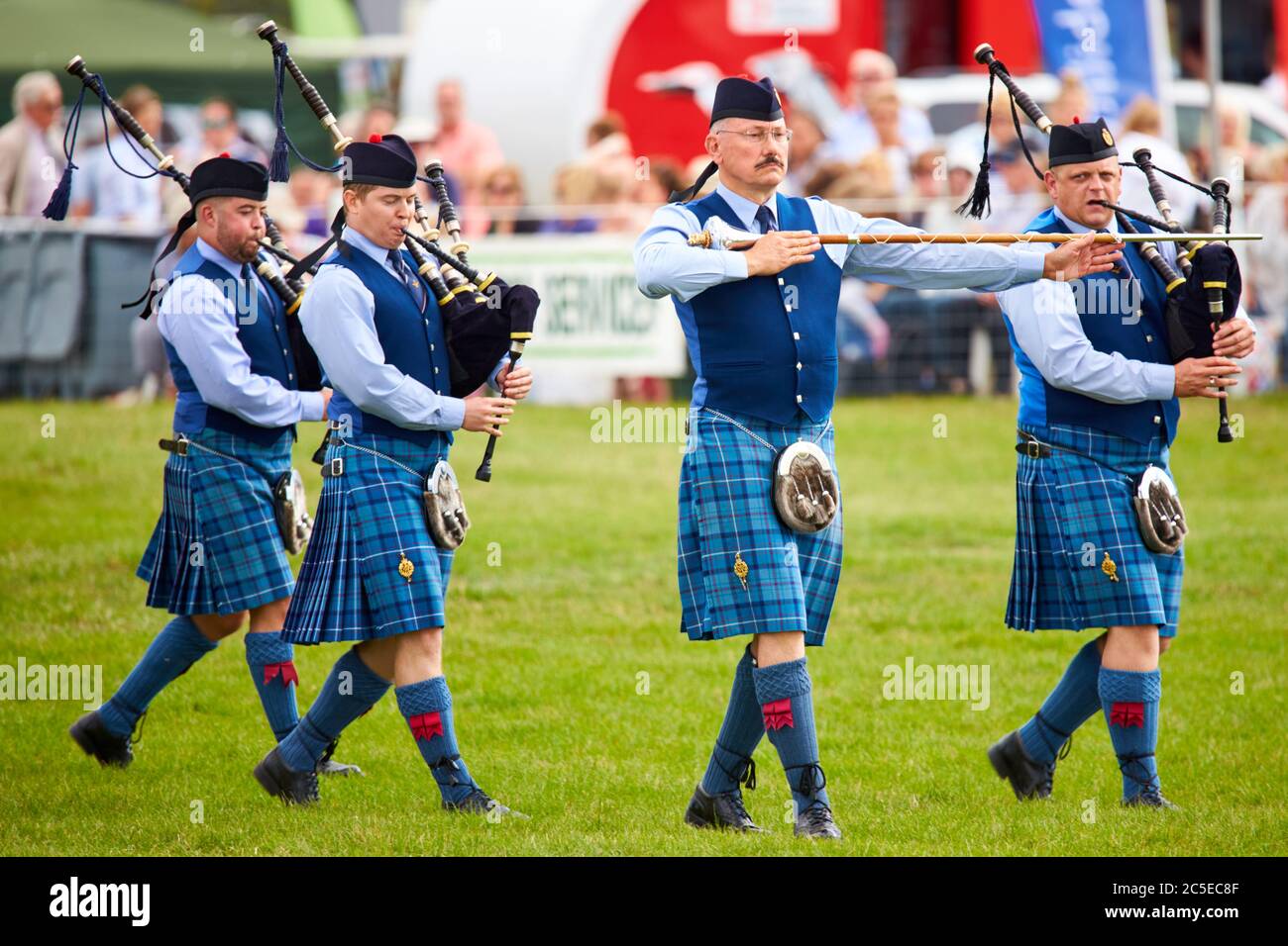 RAF Halton Pipes and Drums marching band performing at the 2019 Bucks