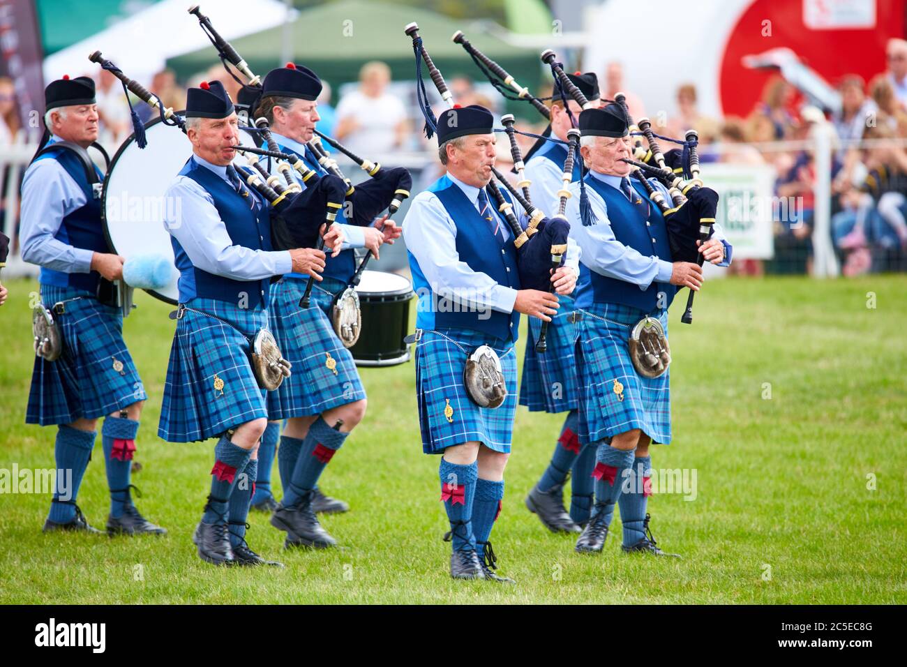 RAF Halton Pipes and Drums marching band performing at the 2019 Bucks