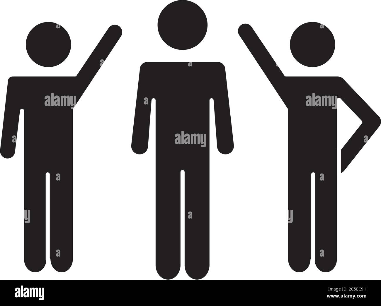 pictogram men waving another man standing over white background