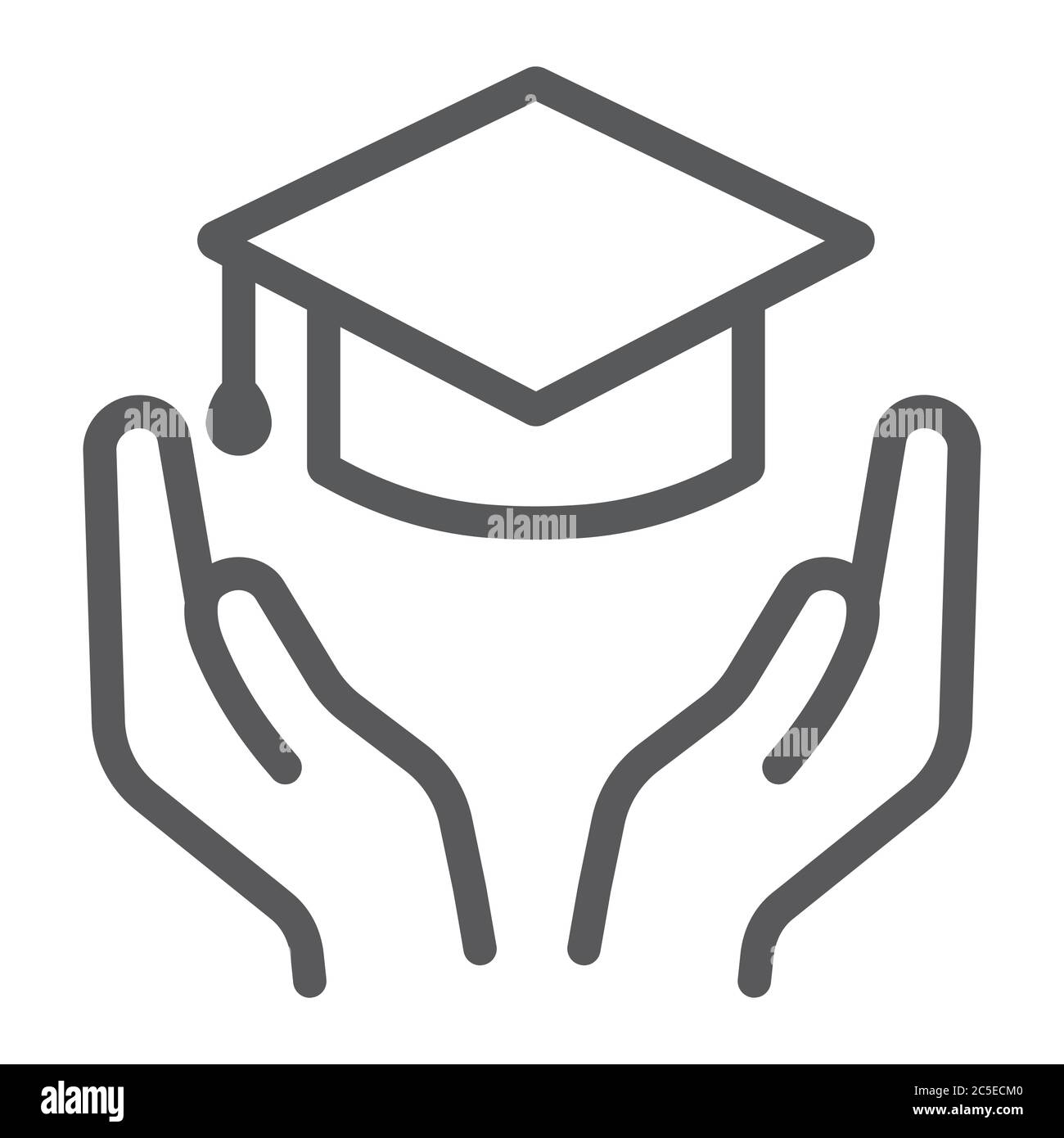 Education insurance line icon, protection and study, education security ...