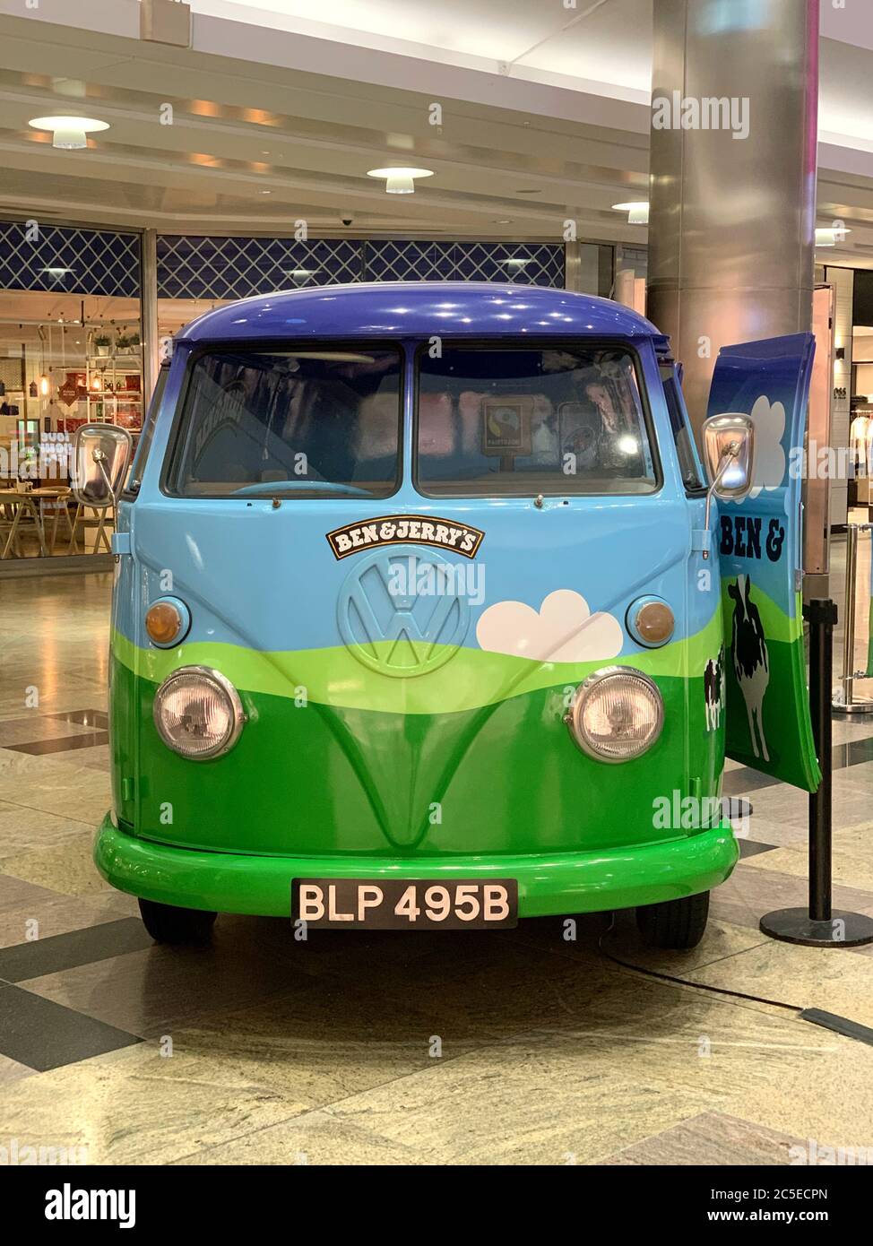 Southampton, UK 16 January 2020: VW camper van converted to a Ben and  Jerry's Ice Cream van decorated with a grass and blue sky design, in West  Quay Stock Photo Alamy