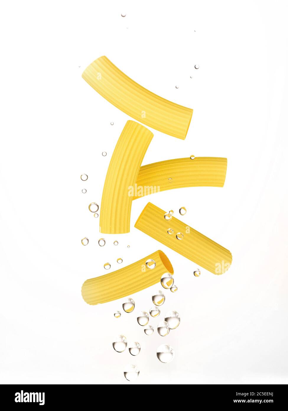 Healthy Food Italian Pasta Splashing in Water over a white Background