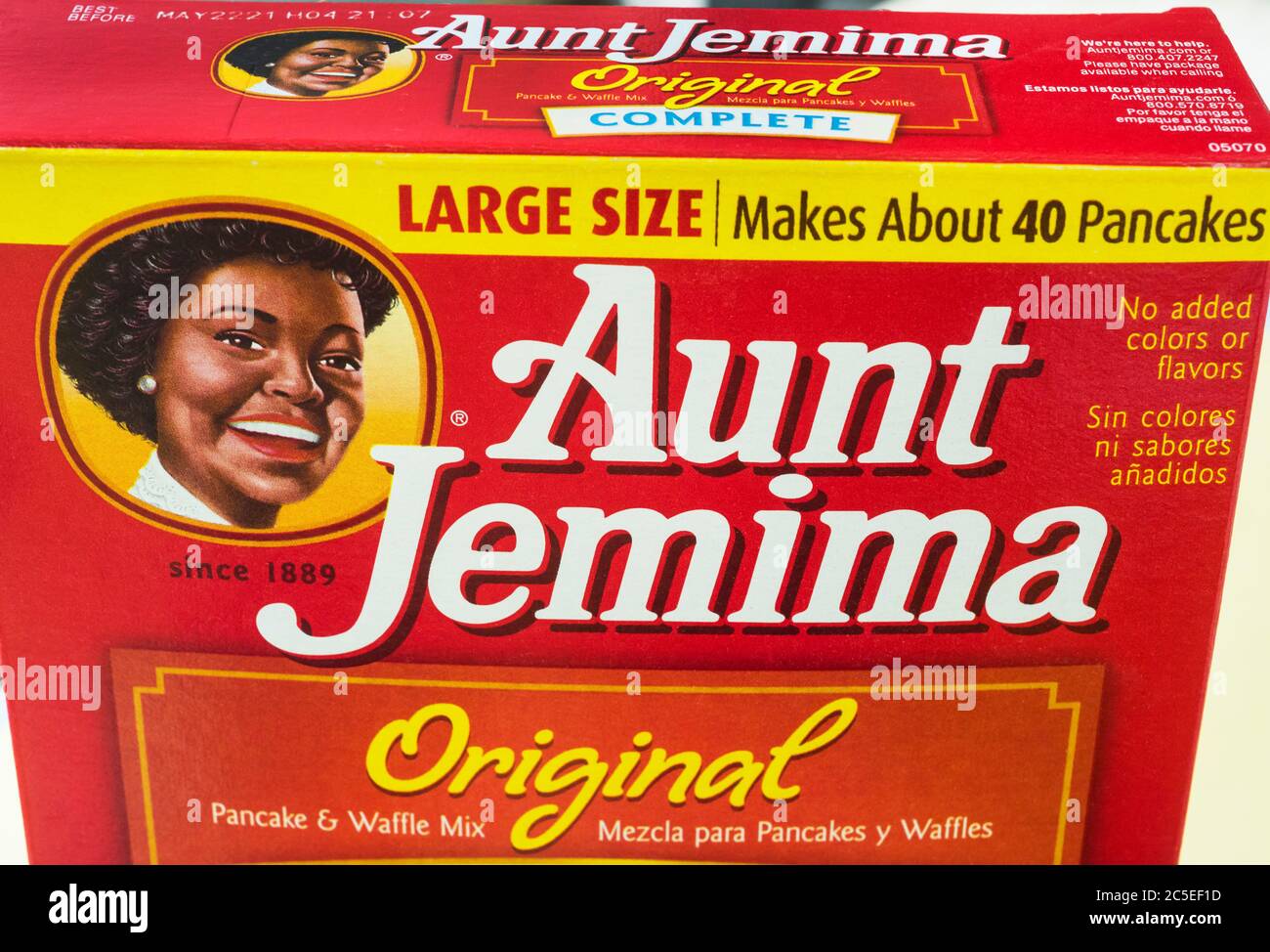 Aunt Jemima Pancake and Waffle mix box after being pulled off the