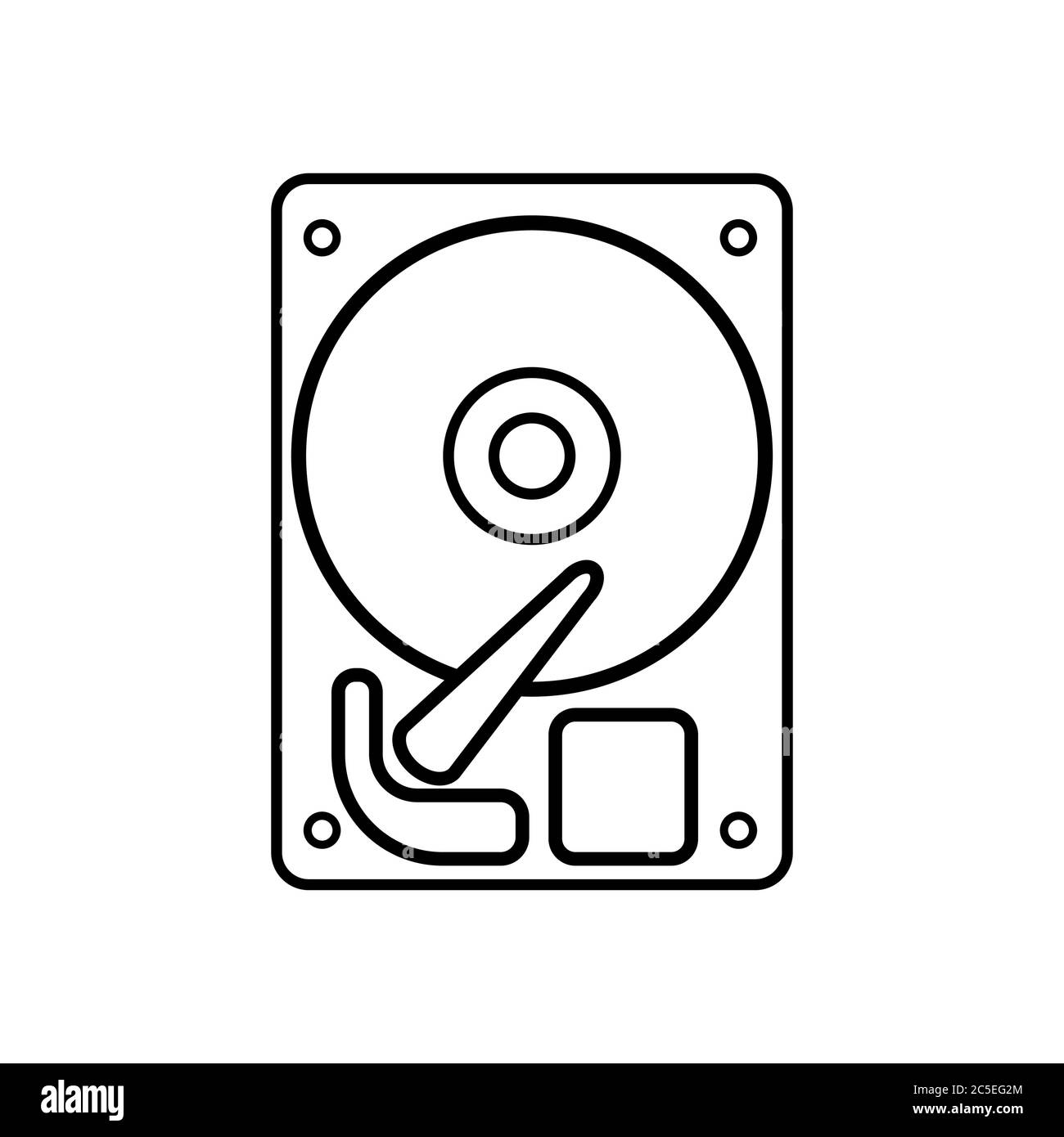 Hard disk on white background. Computer storage drive. Vector