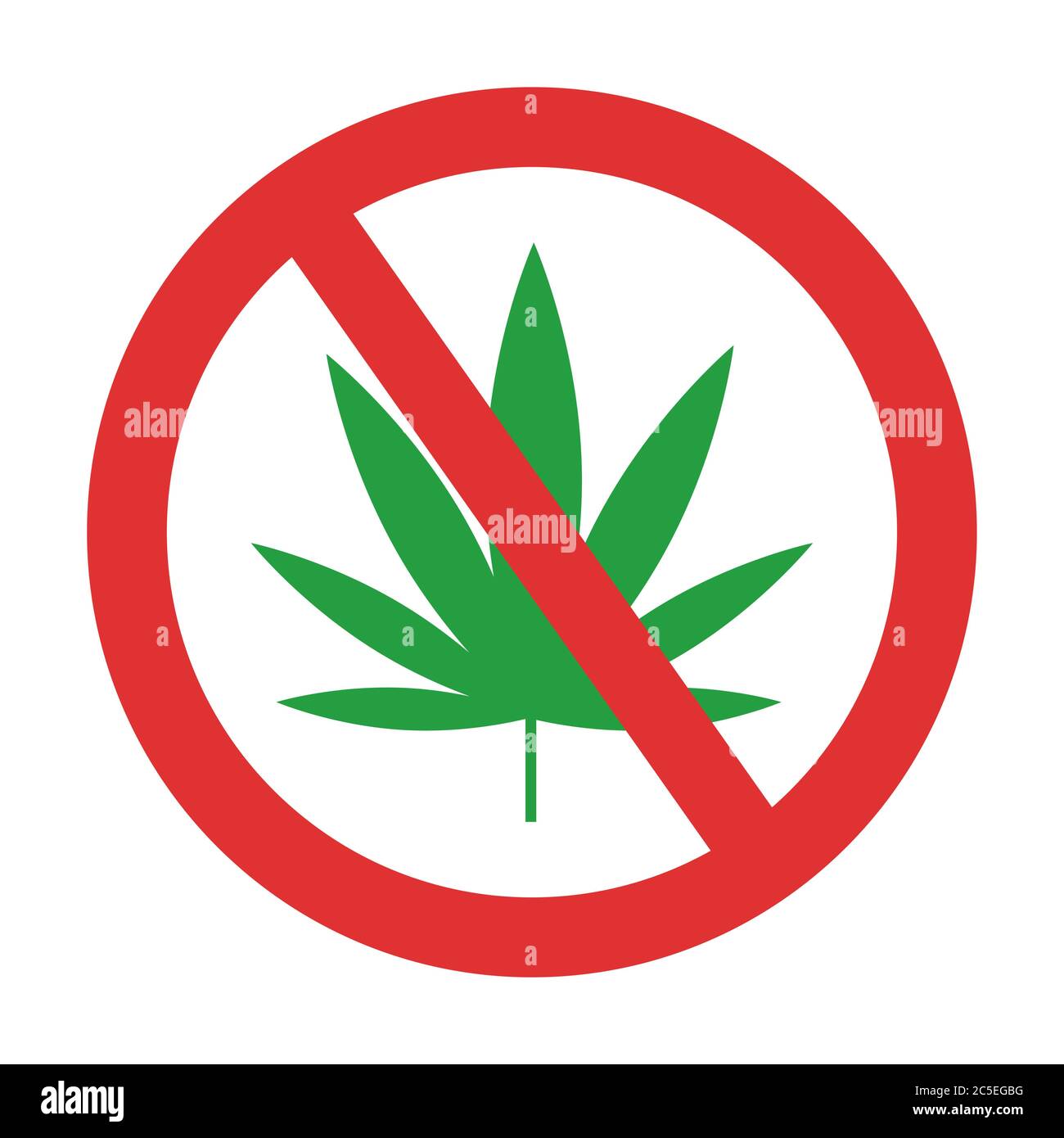 Marijuana forbiddden sign. No weed symbol. Do not smoke cannabis vectro