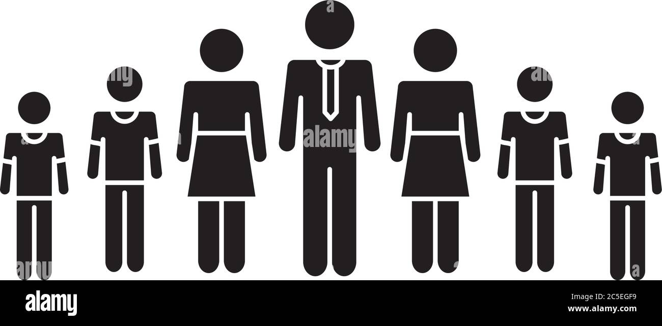 pictogram women and men standing over white background, silhouette ...