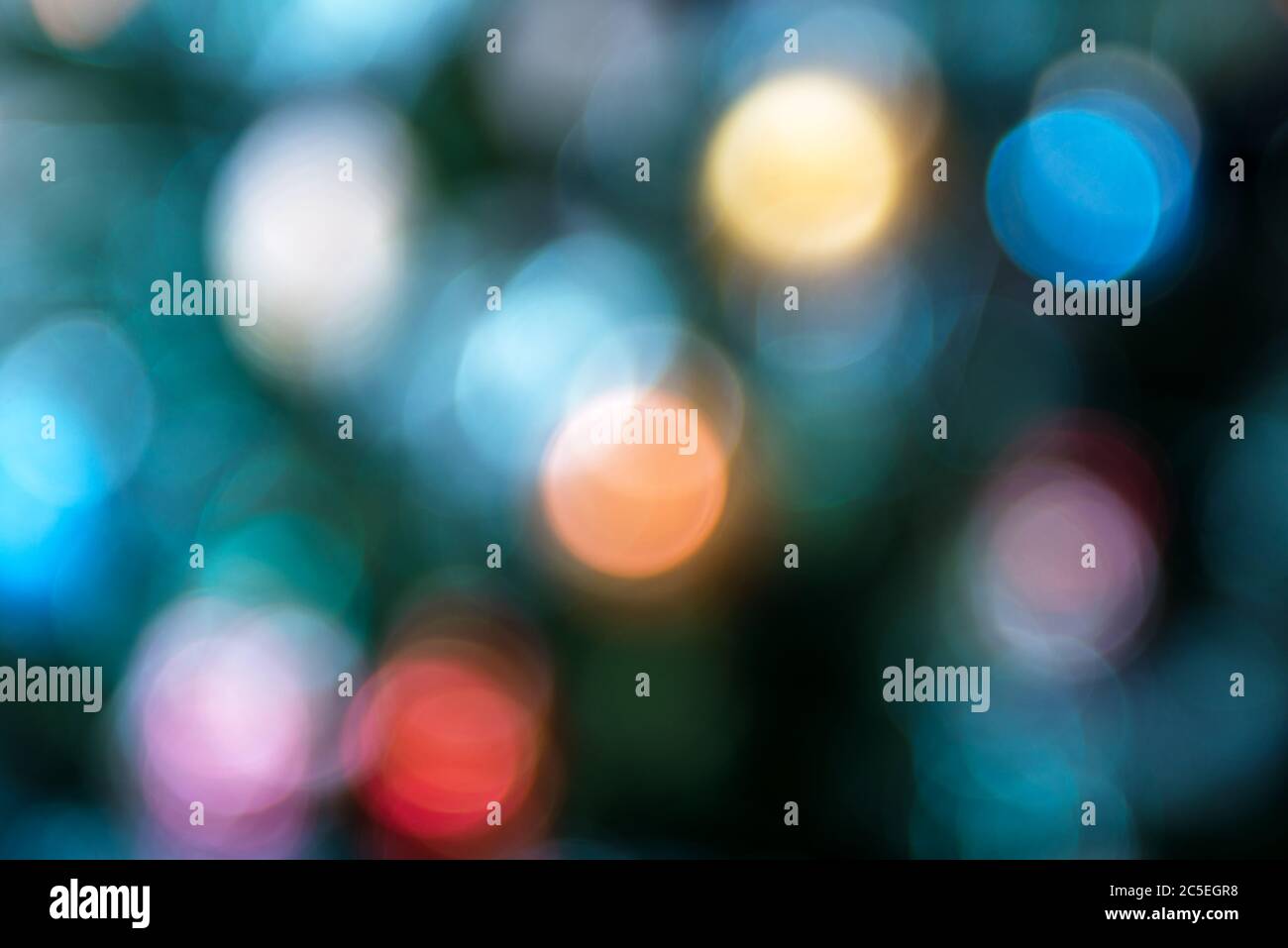 Christmas tree decoration, abstract colorful bokeh background Stock Photo