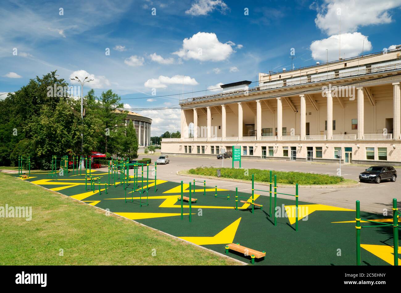Sports gymnastic ground on the street in Luzhniki, Moscow Stock Photo