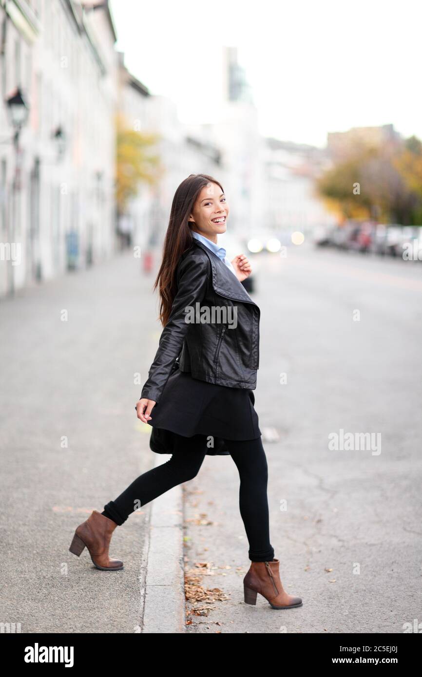 Asian woman in leather jacket hi-res stock photography and images - Alamy