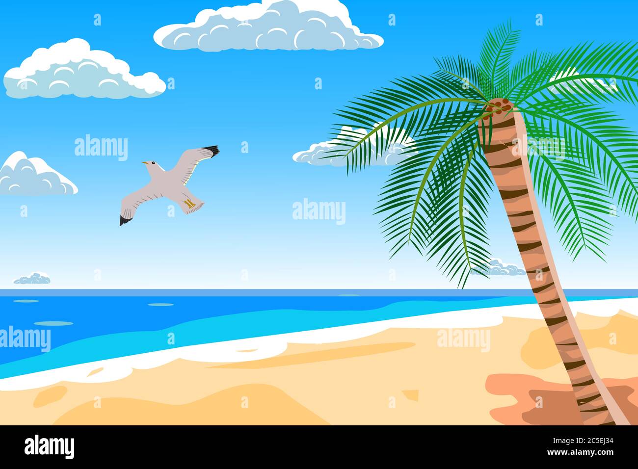 Illustration of beach with sea. Summer vacation concept Stock Vector ...