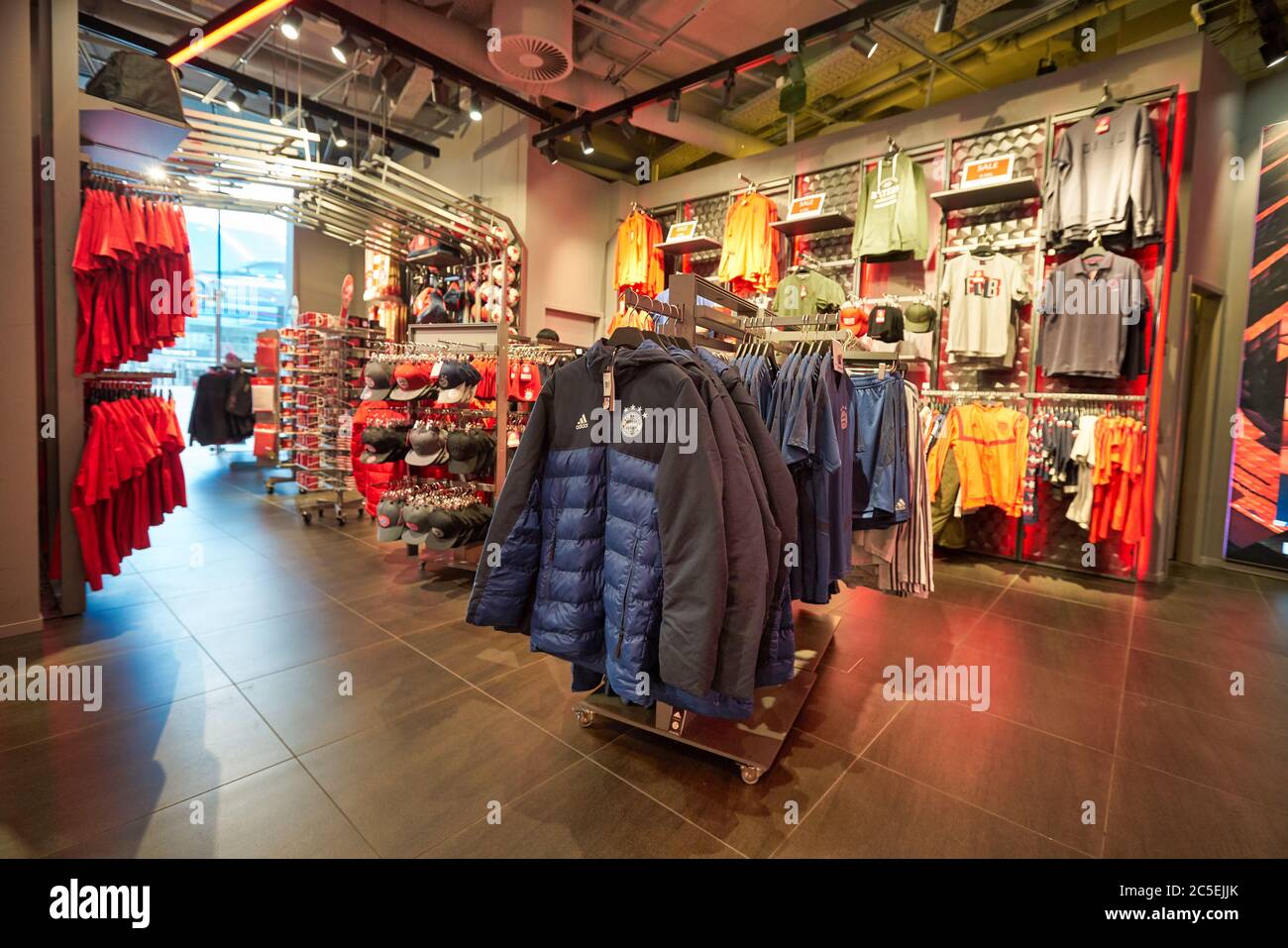 MUNICH, GERMANY - CIRCA JANUARY, 2020: interior shot of FC Bayern Munchen  Fan-shop in Munich Airport Stock Photo - Alamy