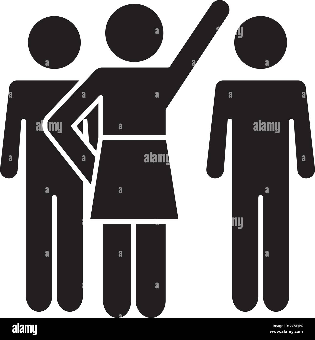 pictogram men and woman waving over white background, silhouette style ...