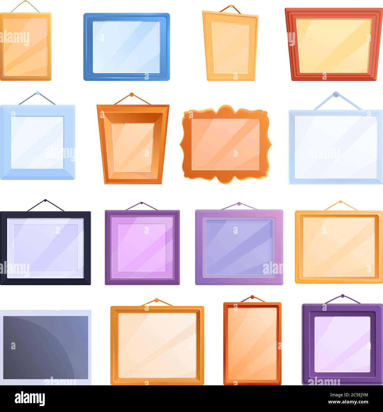 Photo Frame icons set. Cartoon set of photo frame vector icons for web design Stock Vector