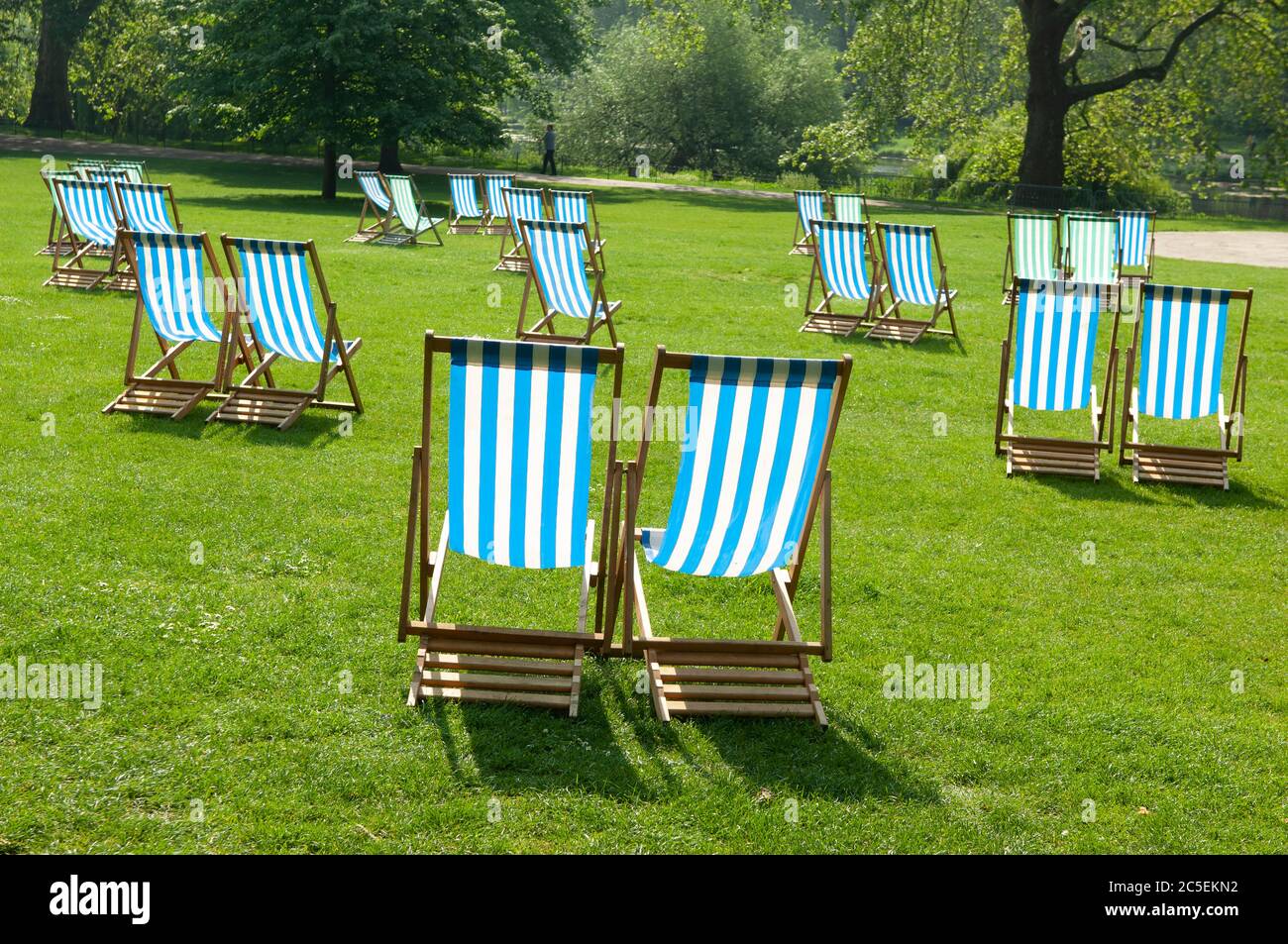 Deck Chairs in St.James's Park, London, England Stock Photo