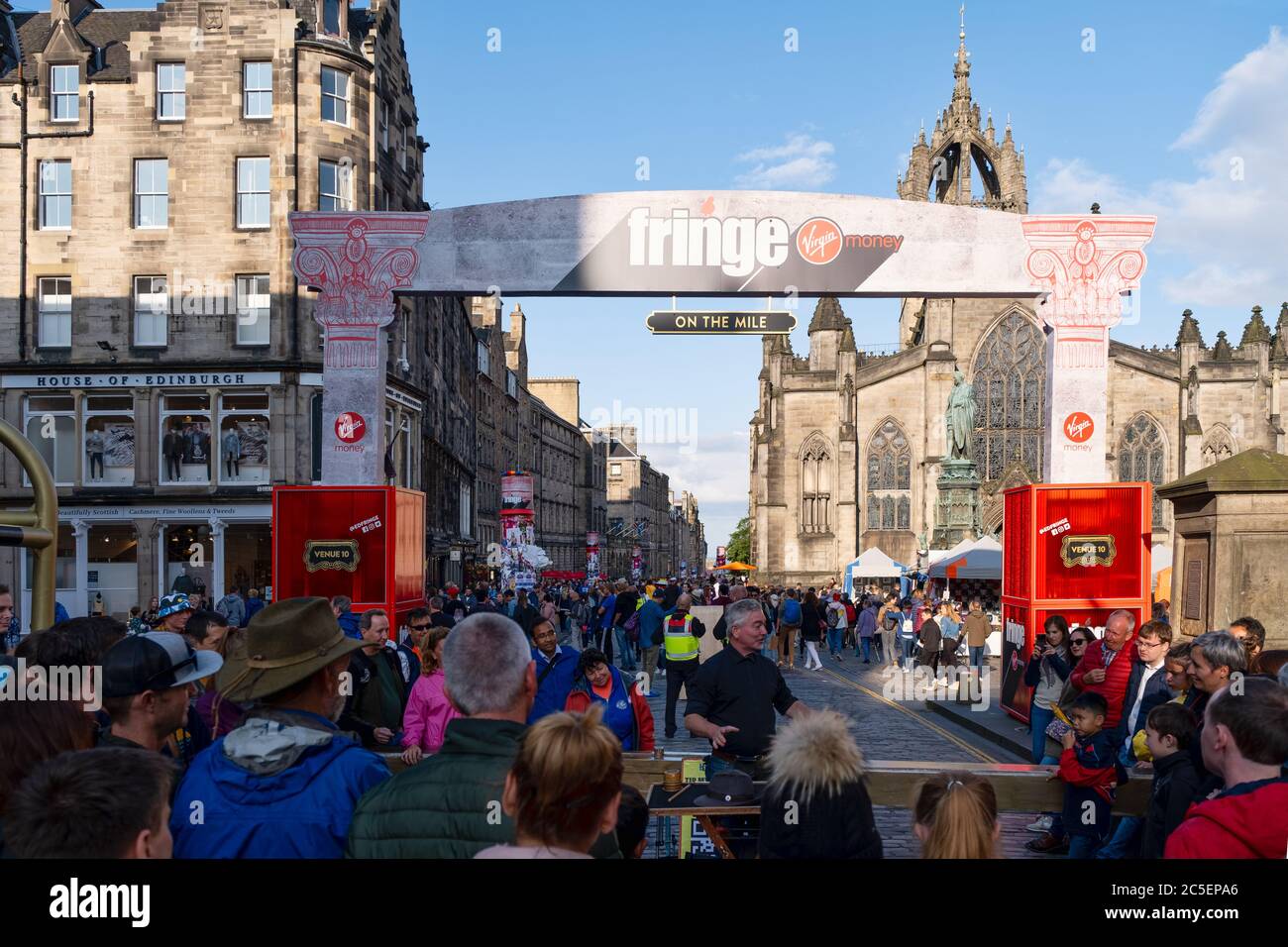 Tourists and locals participating in the Fringe in Edinburgh the