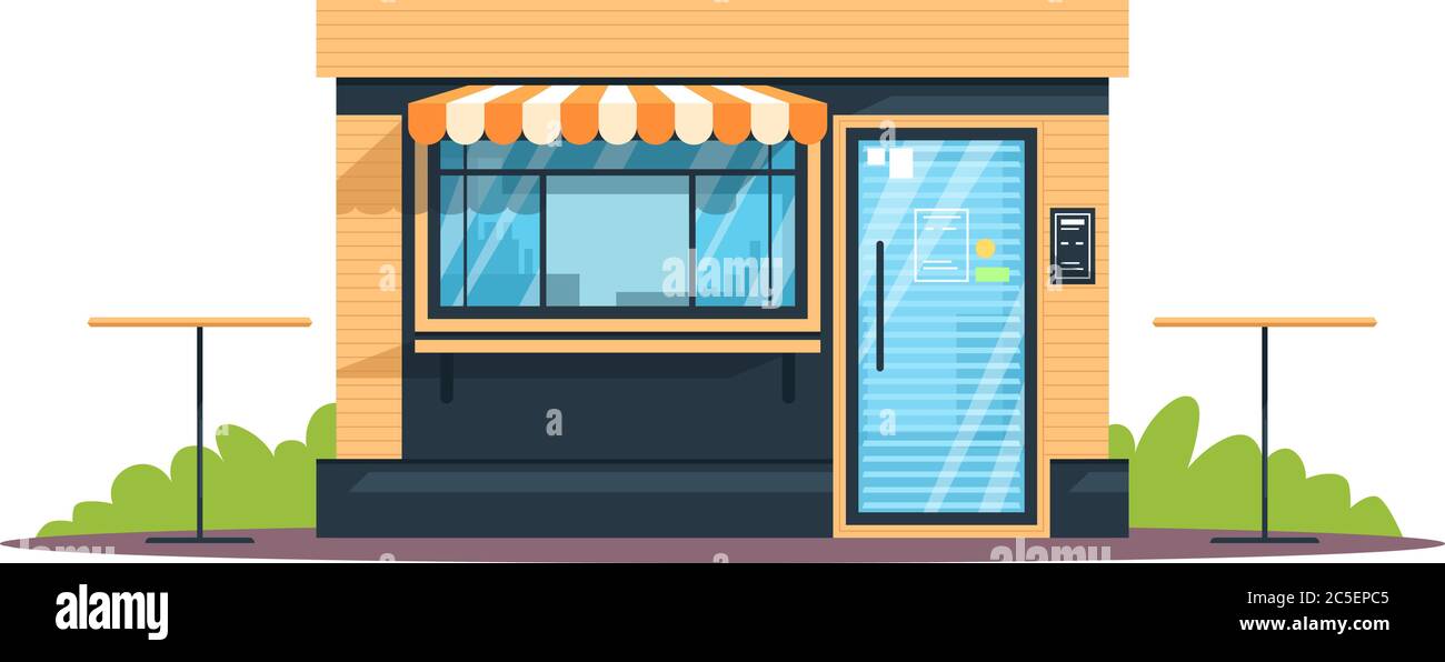 Outdoor bistro semi flat RGB color vector illustration Stock Vector