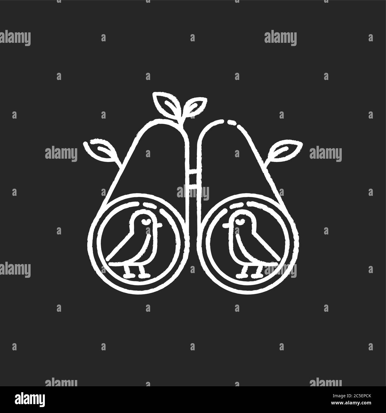 Birdwatching chalk white icon on black background Stock Vector