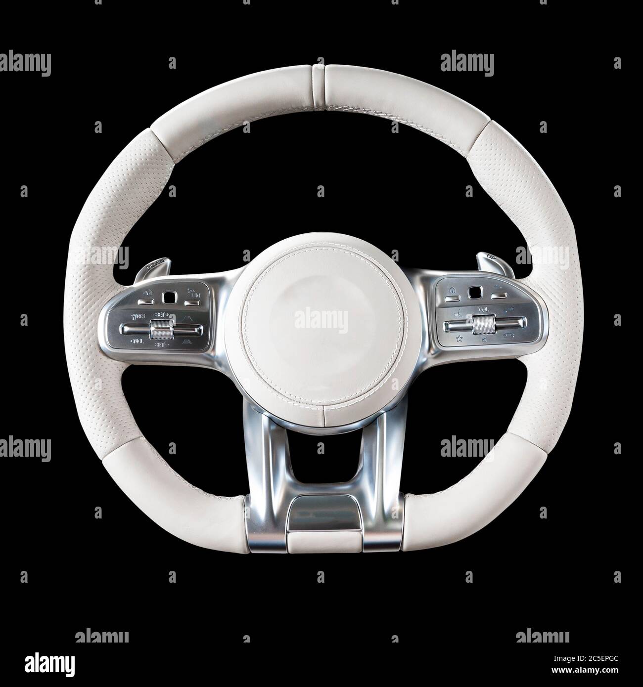 Steering wheel, isolated on the black background Stock Photo - Alamy