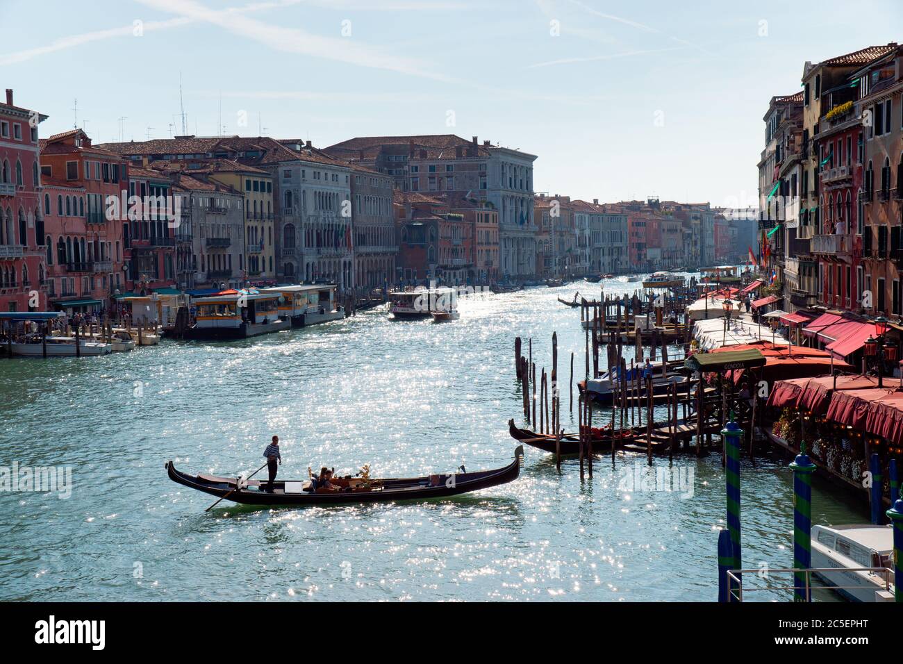 Oct. 1, 2019 - Venice, Italy: view to the Grand Canal from Rialto Bridge. Stock Photo