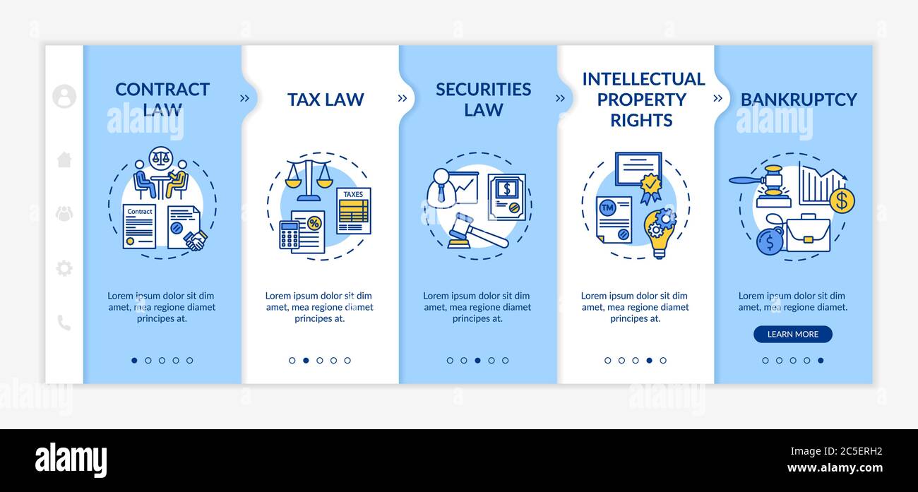 Lawyer key competencies onboarding vector template Stock Vector