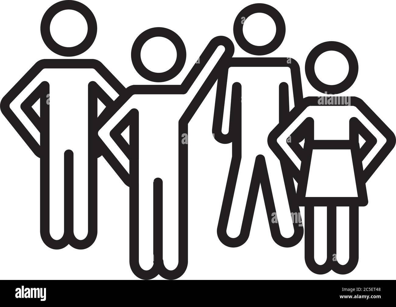 pictogram men and woman icon over white background, line style, vector ...