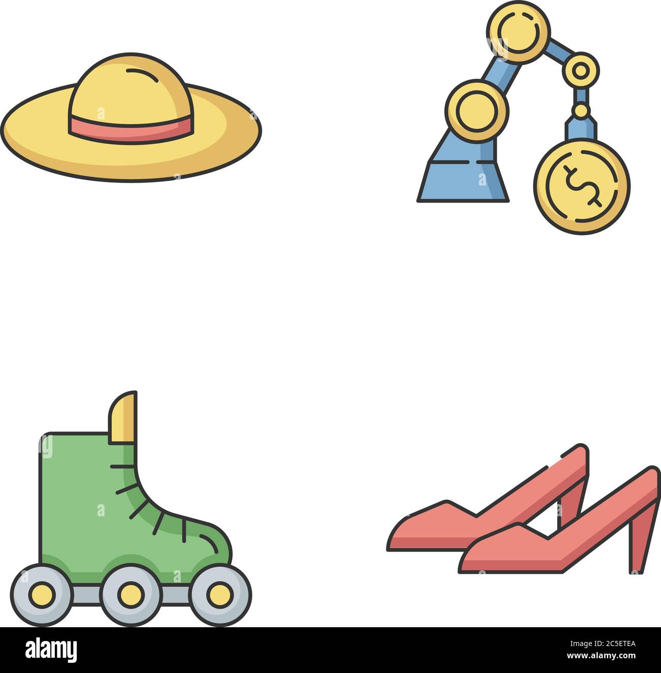 Fashion industry RGB color icons set Stock Vector