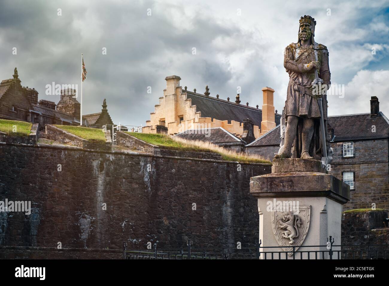 Ancient statue of Robert the Bruce at Stirling Castle in Scotland Stock Photo