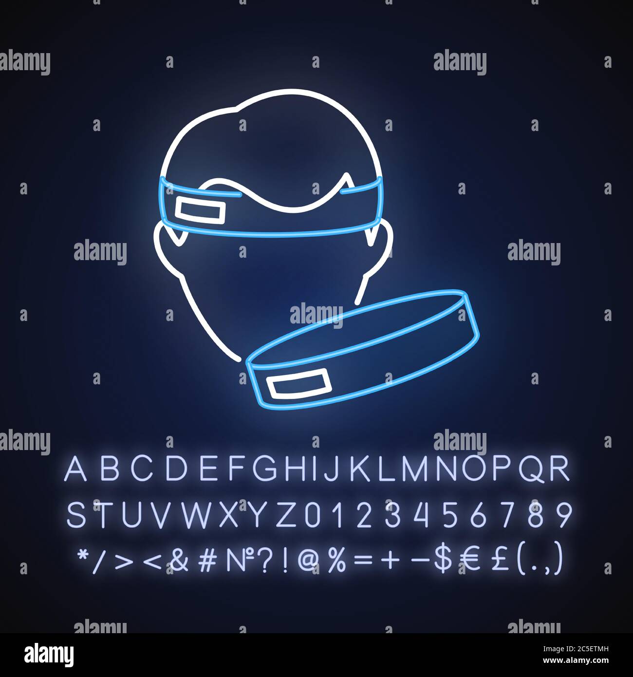 Workout headband neon light icon Stock Vector
