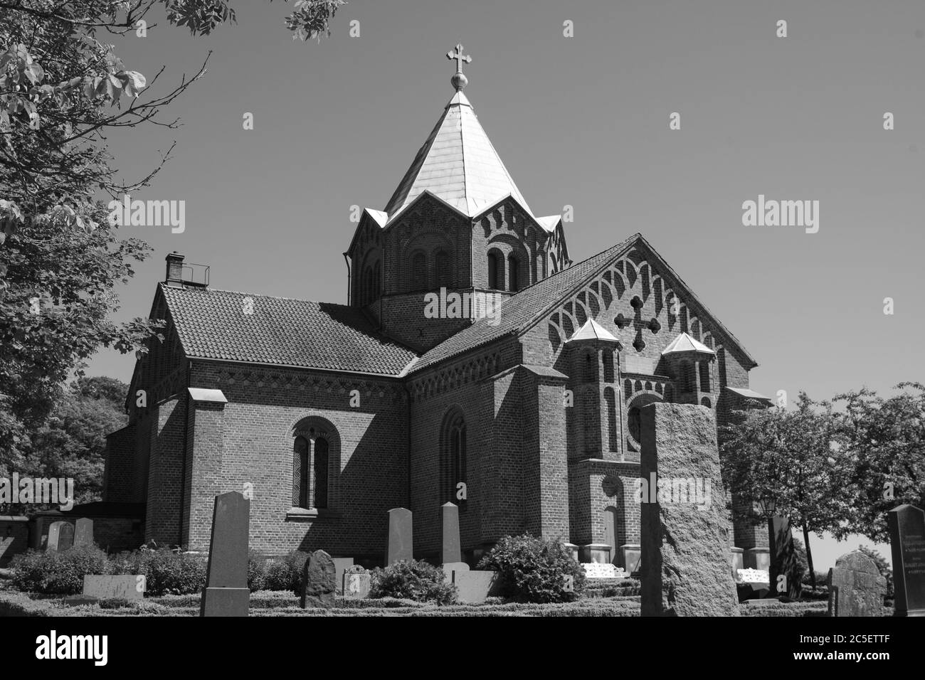 A Gallows hill: A Church: The story of Tullstorp. Posted by the Hans-Chr. Quist. Photographer: Rita Segstedt & H.C. Quist. Stock Photo