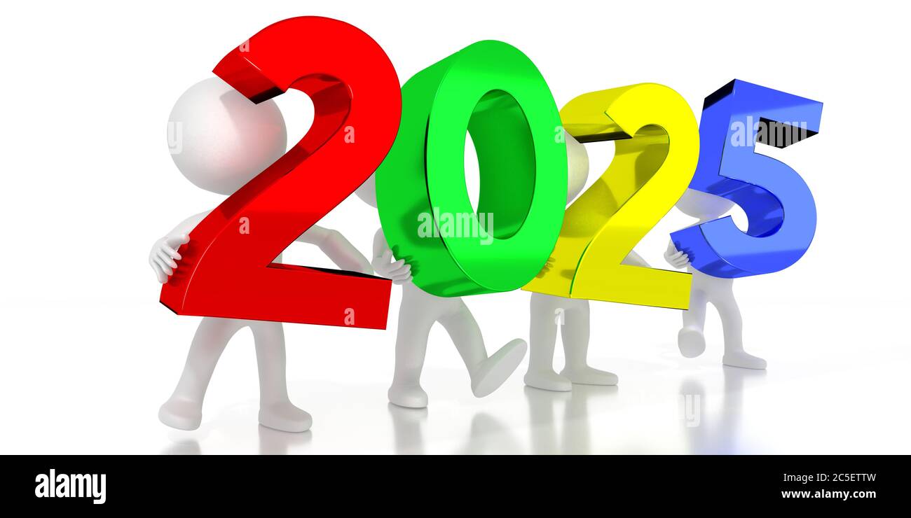2025 - colorful letters - 3D illustration Stock Photo - Alamy