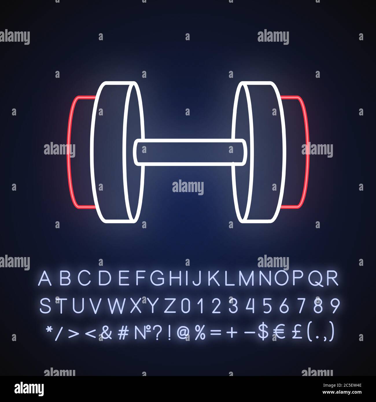 Dumbbell neon light icons Stock Vector
