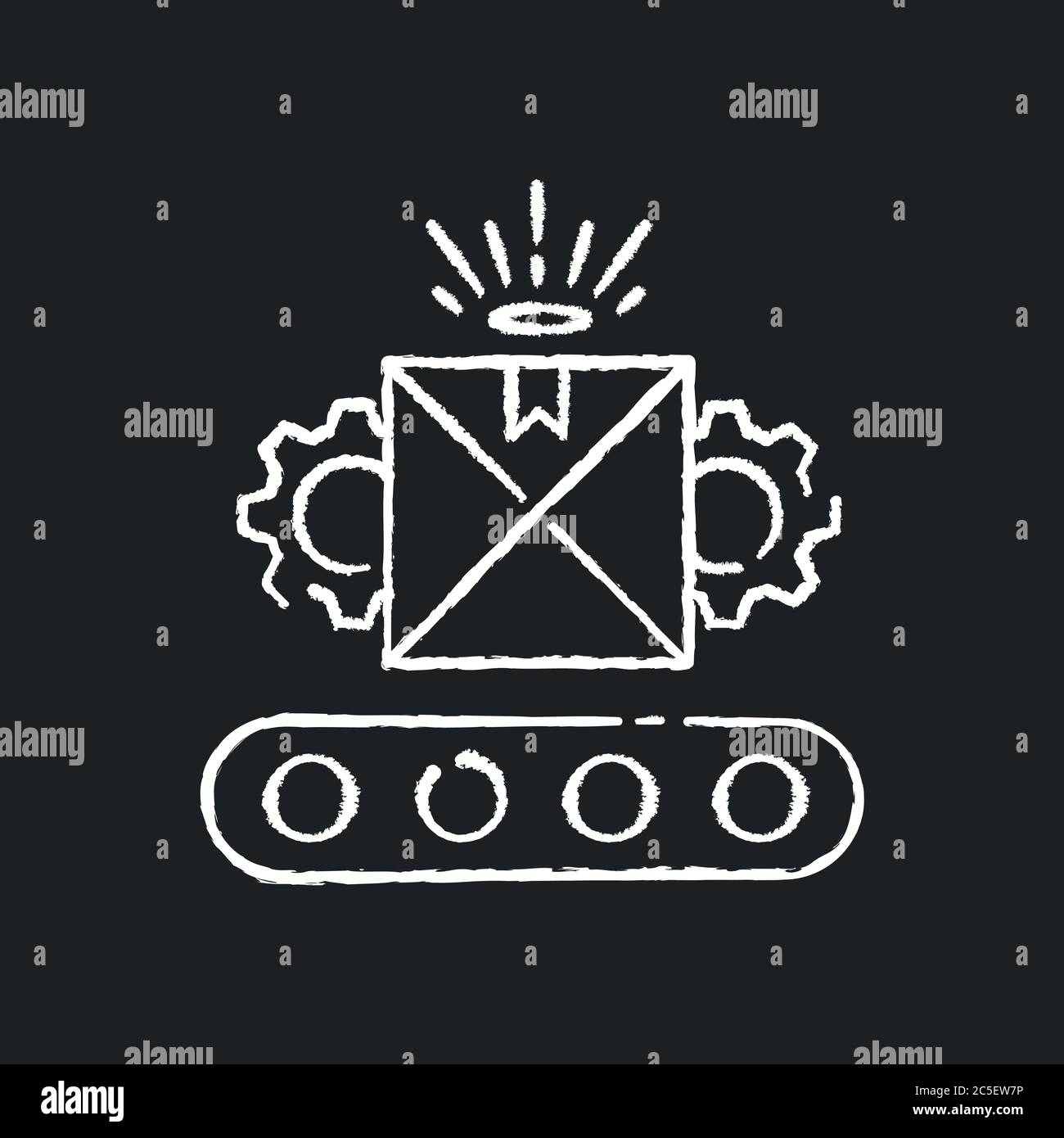 Custom manufacturing chalk white icon on black background Stock Vector