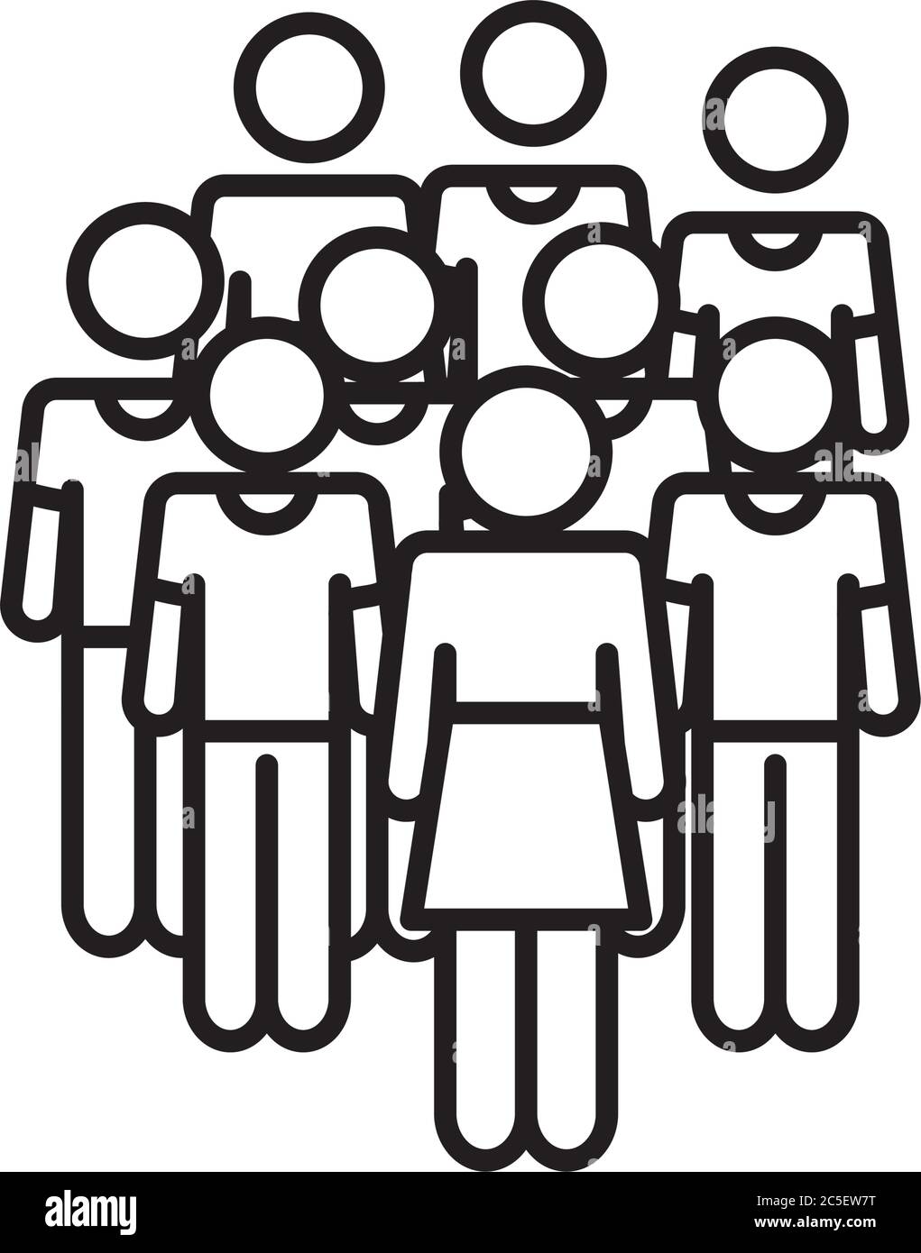 pictogram woman and men icon over white background, line style, vector ...