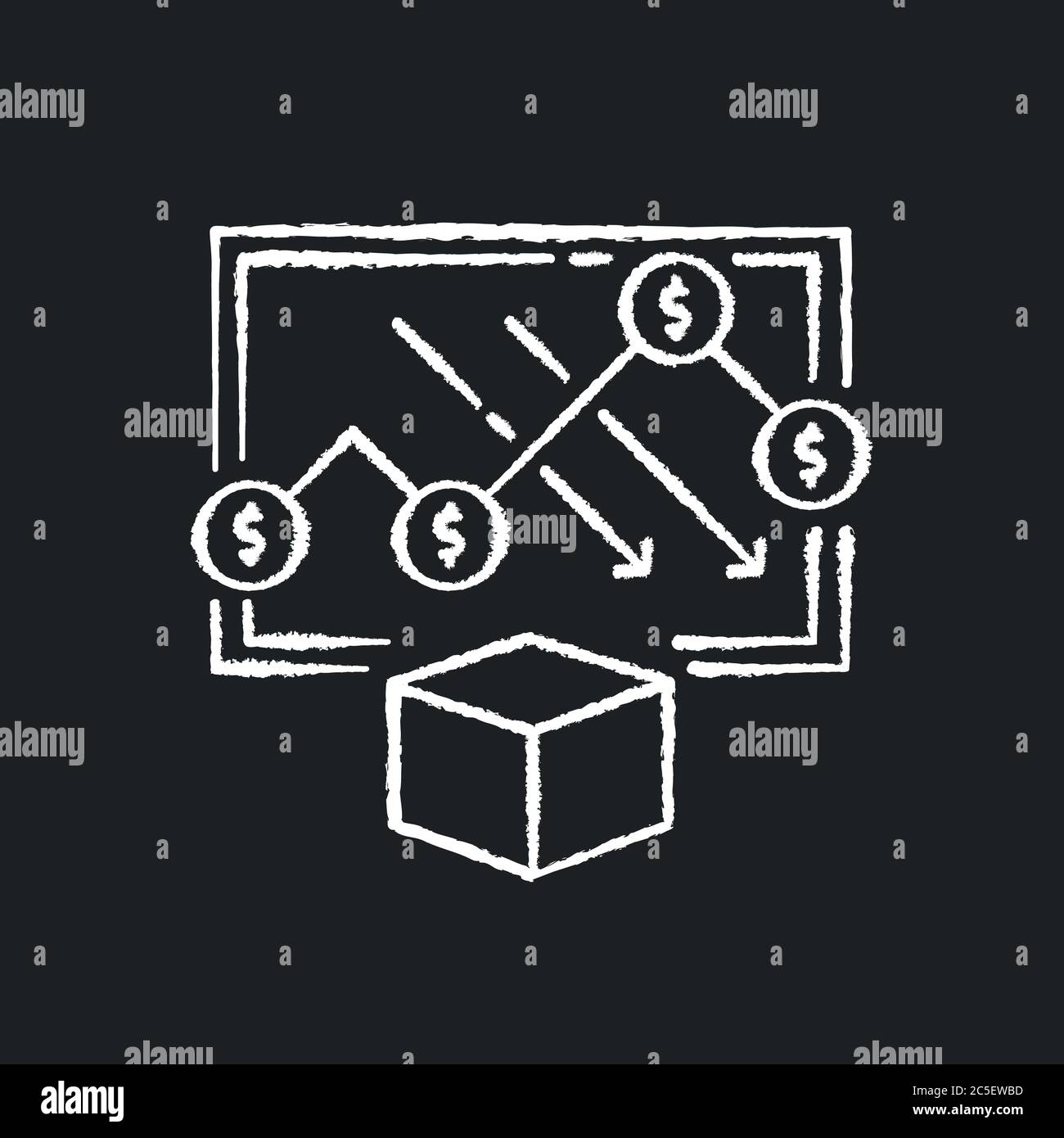 Cost analysis chalk white icon on black background Stock Vector Image