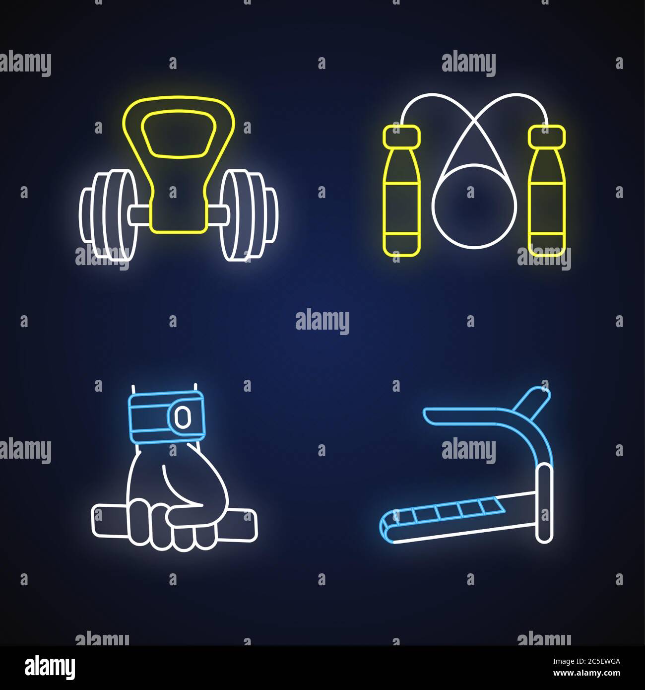 Exercise equipment neon light icons set Stock Vector Image & Art Alamy
