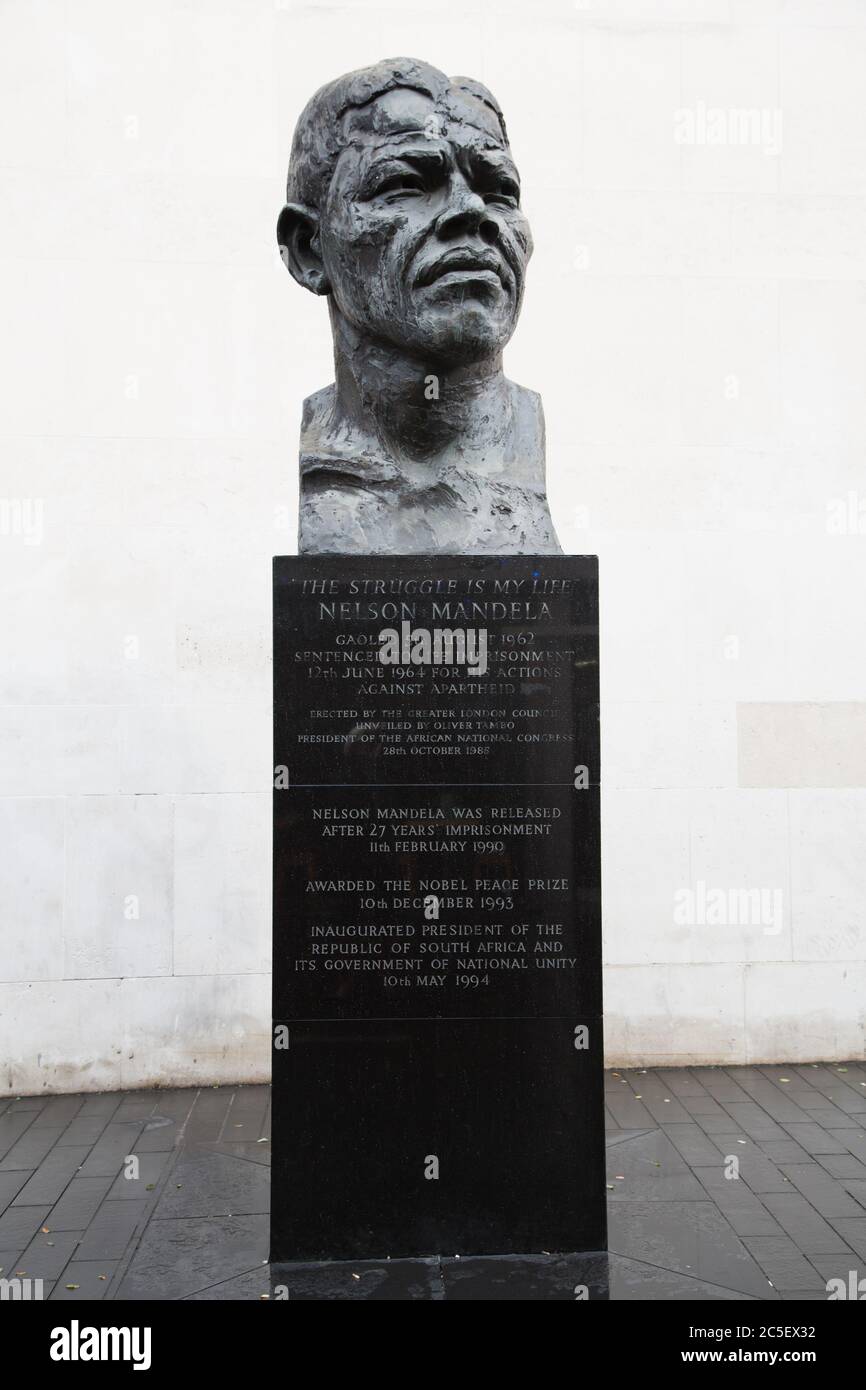 LONDON, UK - Nov 20: Nelson Mandela bronze statue, South Bank, London, UK. On November 20 2013, in London, UK Stock Photo