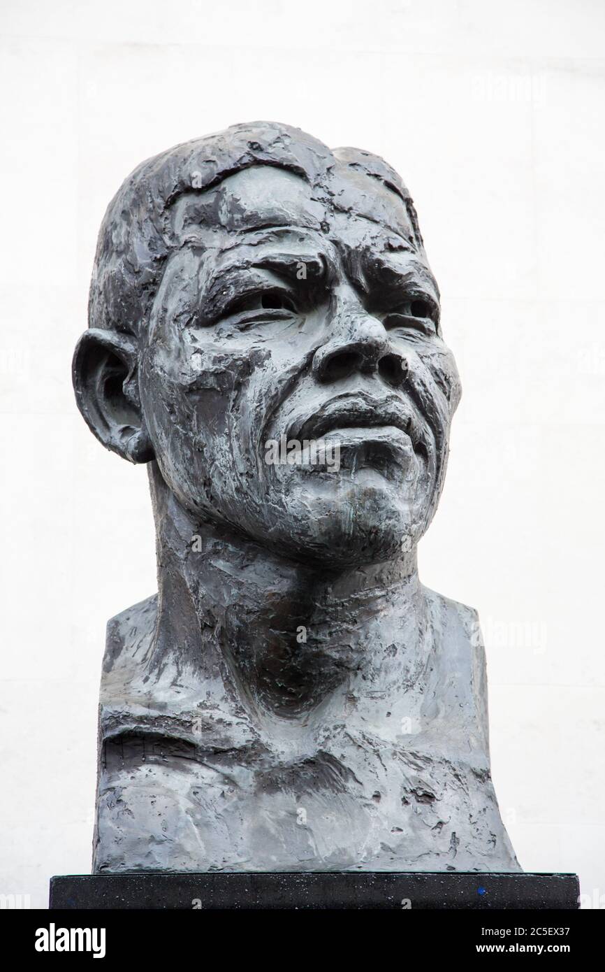 LONDON, UK - Nov 20: Nelson Mandela bronze statue, South Bank, London, UK. On November 20 2013, in London, UK Stock Photo