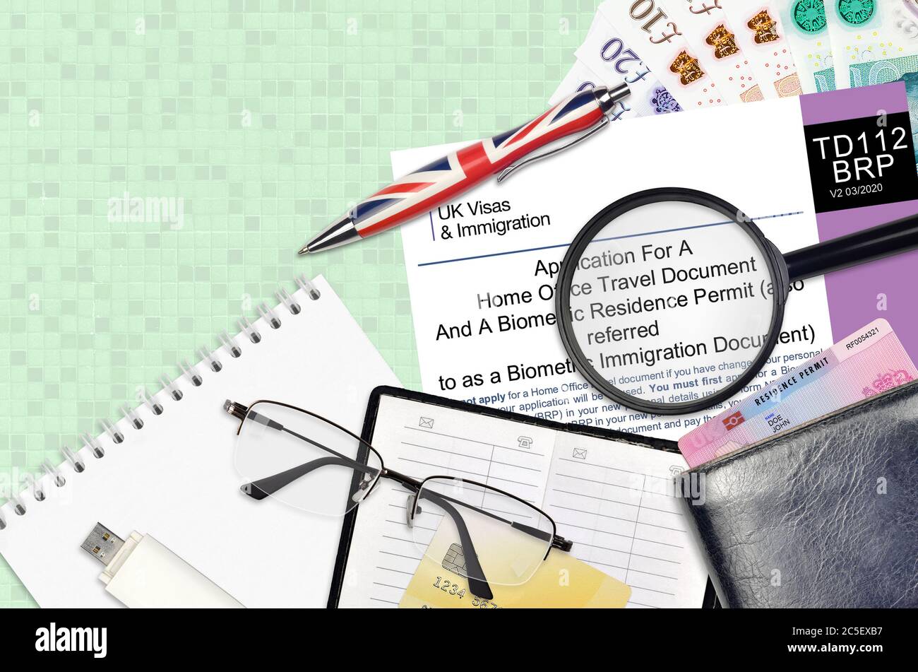 English form TD112 Application for a home office travel document and a