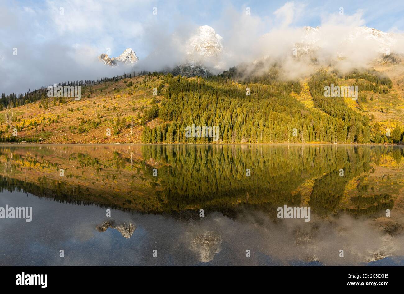 Scenic Reflection Landscape in Grand Teton National Park in Autumn