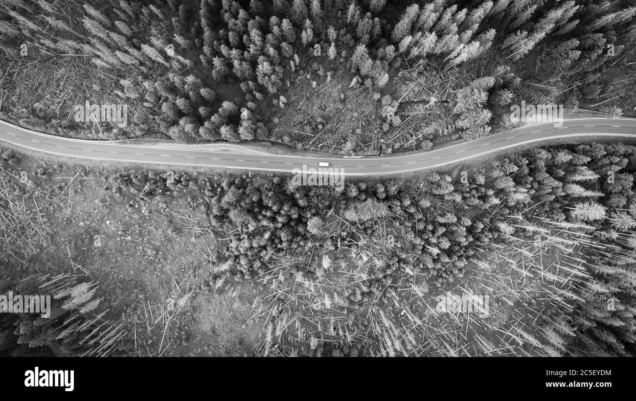 Air aerial from above countryside Black and White Stock Photos & Images ...