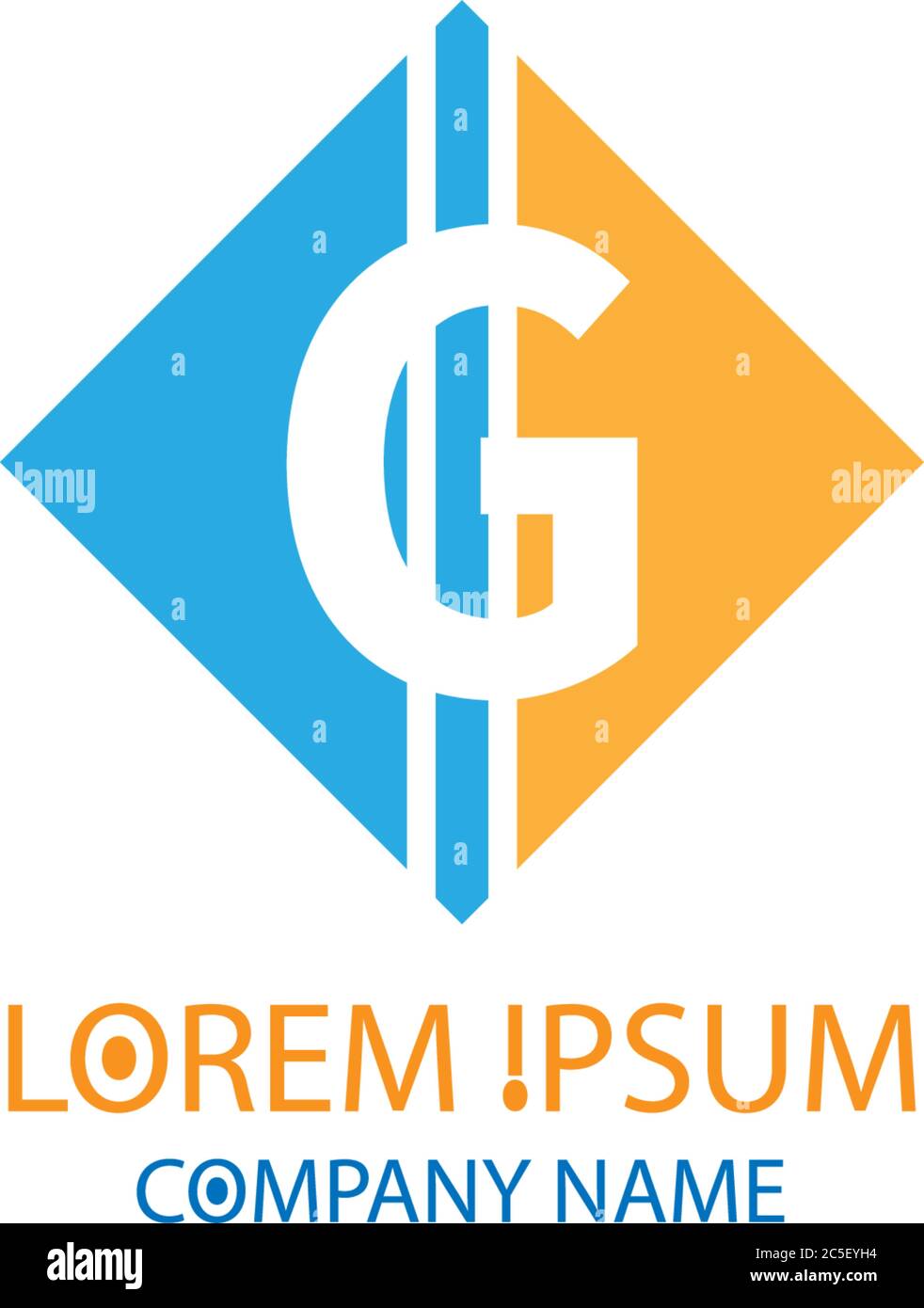 Currency symbol letter G logo design concept in orange and blue colors ...