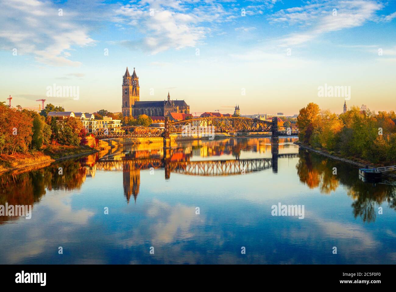 The Cathedral of Magdeburg, Capital City of Saxony Anhalt Stock Photo ...