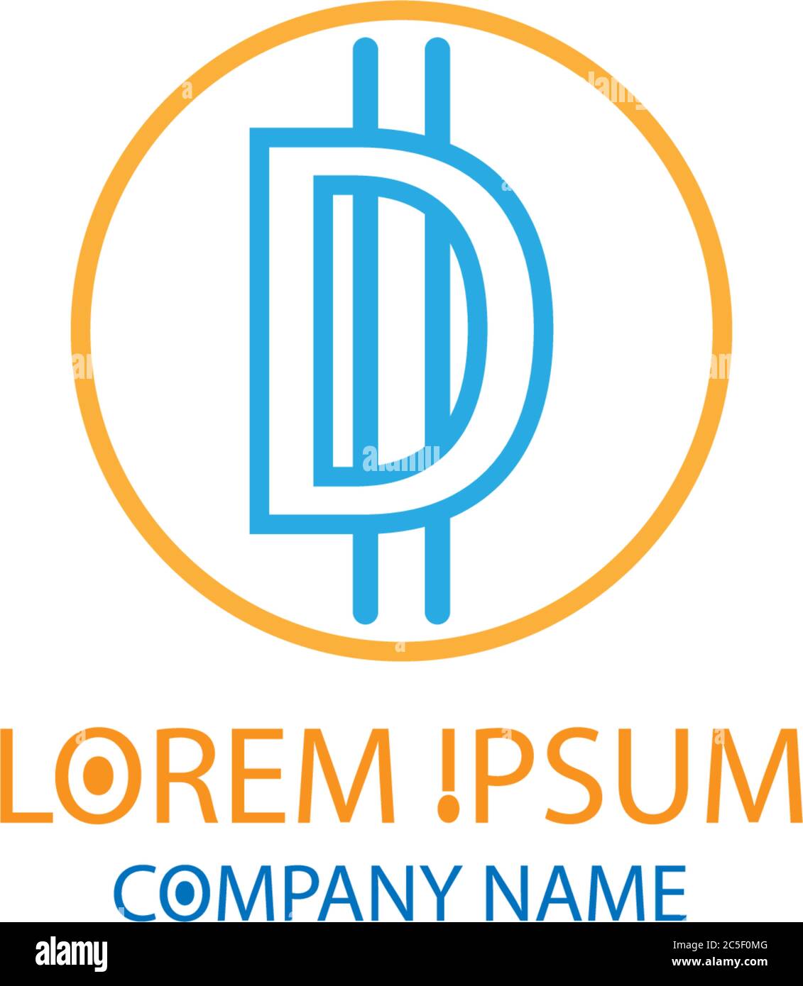 Currency symbol letter D logo design concept in orange and blue colors ...