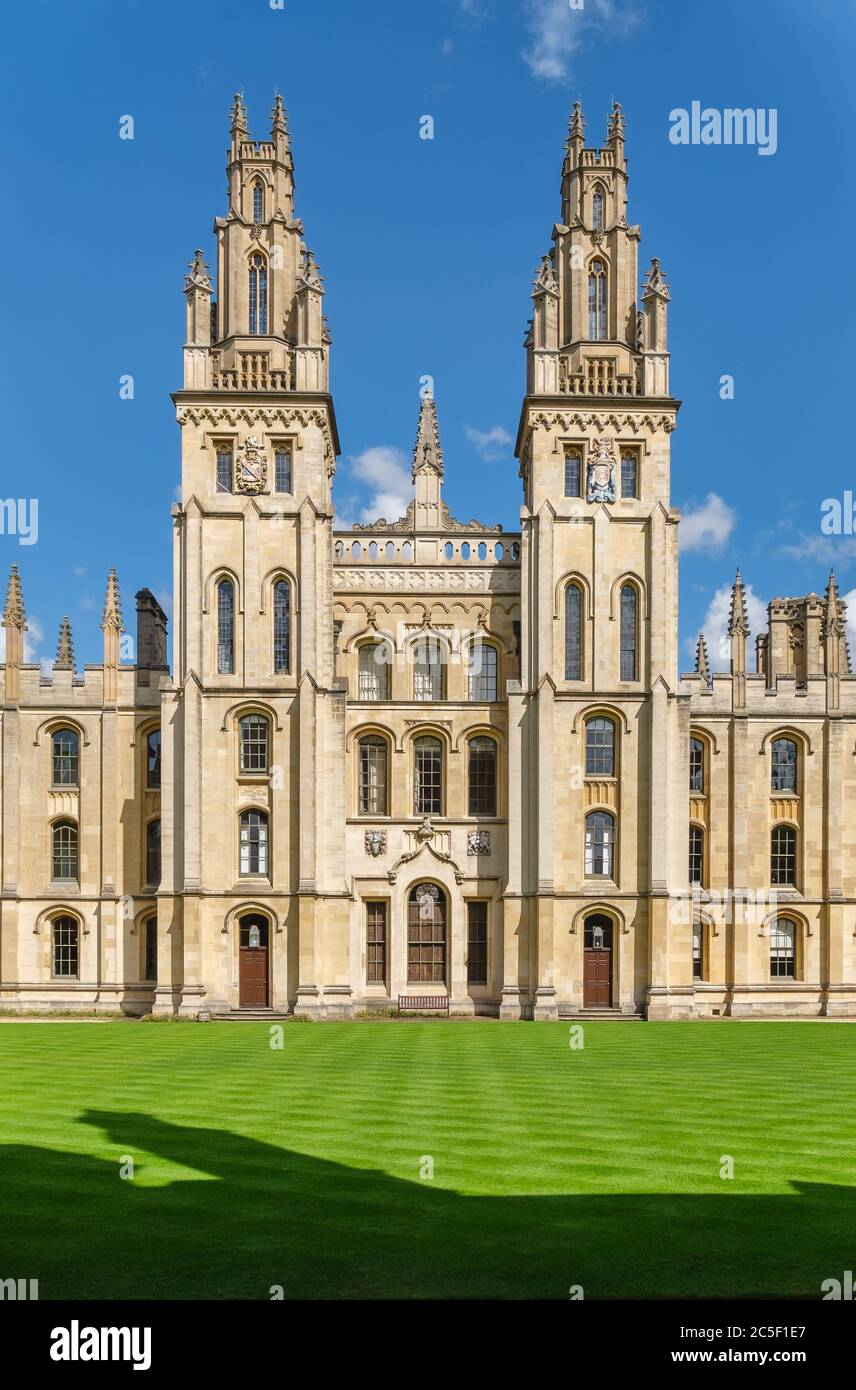 The All Souls College at the University of Oxford on a beautiful sumnmer day Stock Photo